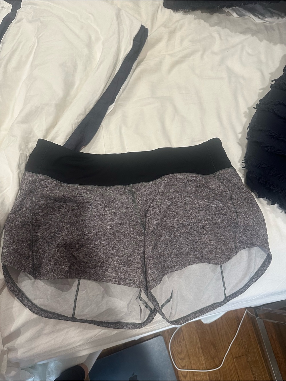 lululemon athletica Black Waist Grey Heather Athletic Shorts